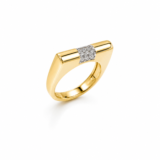 Damenring Gelbgold 585 Massiv mit Brillanten 0,15 CT Wesselton Pique