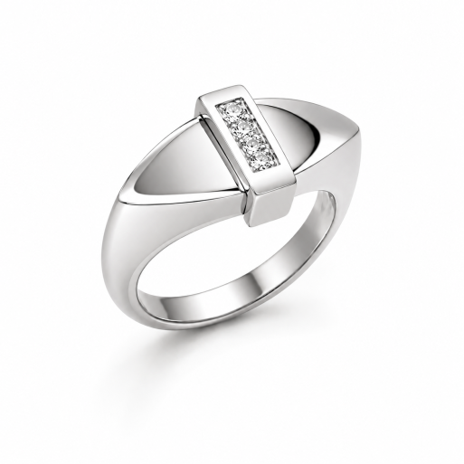 Damenring Weißgold 585 Massiv mit Diamanten im Princess Schliff 0,30 CT Wesselton SI