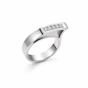 Damenring Weißgold 585 Massiv mit Brillanten 0,10 CT Wesselton Pique