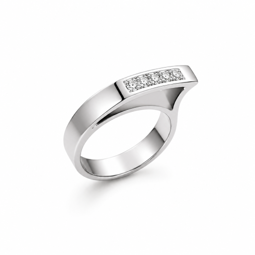 Damenring Weißgold 585 Massiv mit Brillanten 0,10 CT Wesselton Pique