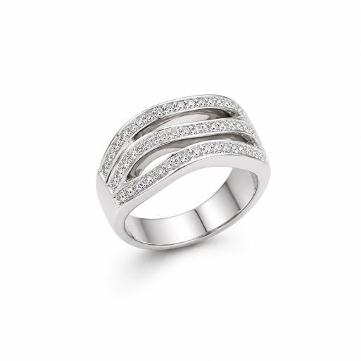 Damenring Weißgold 585 Massiv mit Brillanten 0,50 CT Wesselton SI