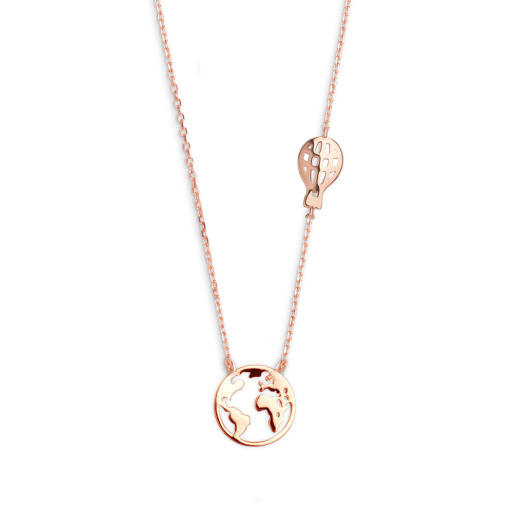 Xenox Wanderlust Weltkugel Halskette Heißluftballon Rosé XS3177R