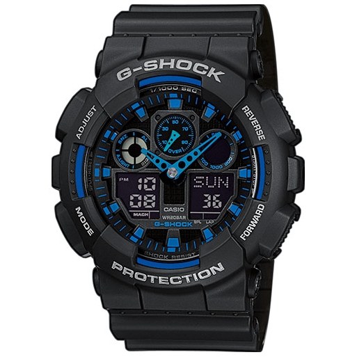 Casio G-Shock GA-100-1A2ER Herrenuhr Black Blue Shock Resistant Casio G-Shock GA-100-1A2ER Herrenuhr Black Blue Shock Resistant